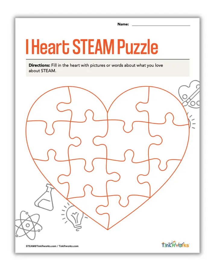 I Heart STEAM Puzzle Worksheet